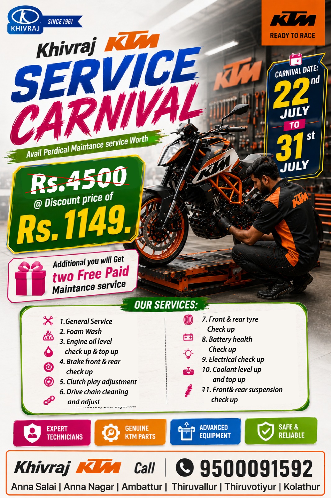 KTM Service Carnival 2026 - Khivraj KTM