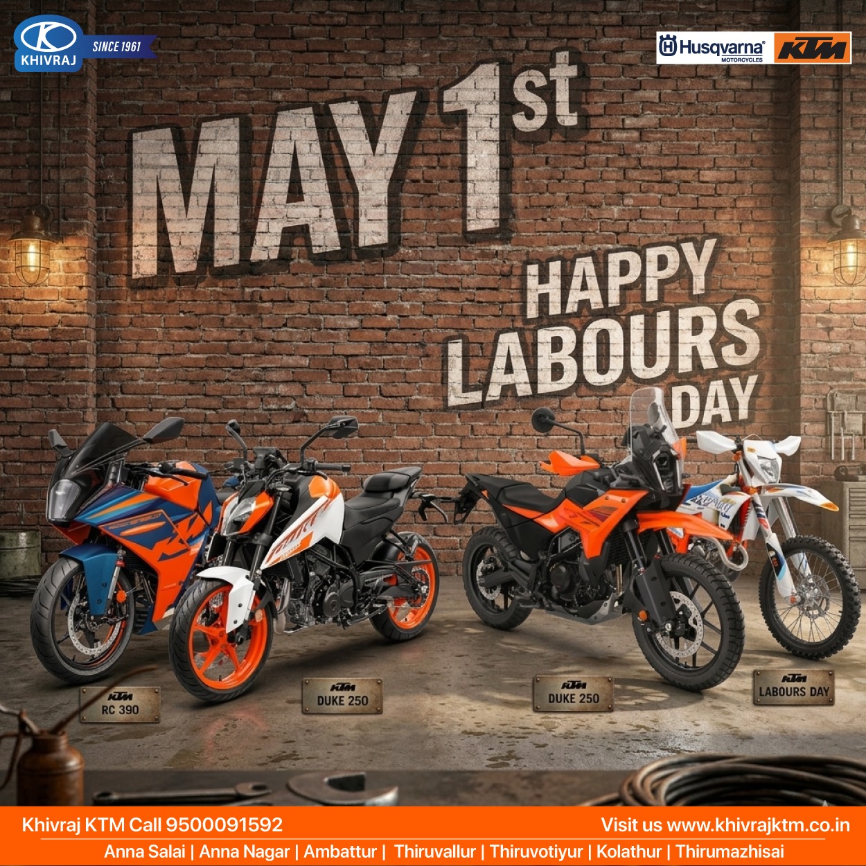 Happy Labour Day 2026 - Khivraj KTM